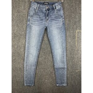 Vocal Bling Rhinestone Skinny Stretch Jeans Size S Glam Y2K  Statement